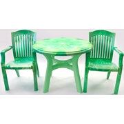 Комплект пластиковой мебели Лессир, стол круглый Премиум и 2 кресла N7 Премиум-1, цвет: весенне-зеленый