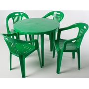 Комплект пластиковой мебели, круглый стол и 4 кресла Комфорт-1, цвет: зеленый