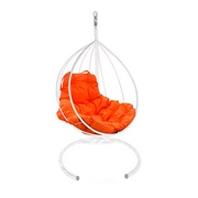 Подвесное металлическое кресло Кокон Капля (белый-оранжевый)