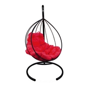 Подвесное металлическое кресло Кокон Капля (чёрный-красный)