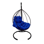 Подвесное металлическое кресло Кокон Капля (чёрный-синий)