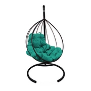 Подвесное металлическое кресло Кокон Капля (чёрный-зелёный)