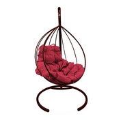 Подвесное металлическое кресло Кокон Капля (коричневый-бордо)