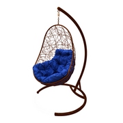 Подвесное кресло Кокон Овал иск.ротанг (коричневый-синий)
