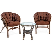 Кофейный комплект мебели Багама S (03-10 S) тёмно-коричневый (2 кресла и стол)