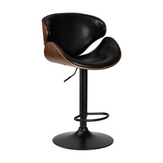 Стул барный KARTER BLACK (коричневый орех дерево (BWW), черный PU)