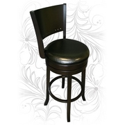 Барный деревянный крутящийся стул 9292, кожзам: черный