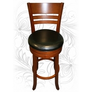 Барный деревянный крутящийся стул 9393, кожзам: черный