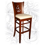 Барный деревянный стул 9131, кожзам: кремовый