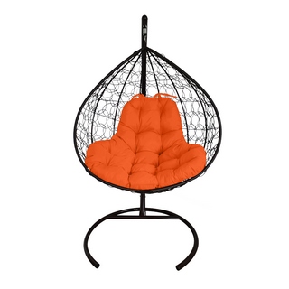 Подвесное кресло Кокон XL иск.ротанг (чёрный-оранжевый)