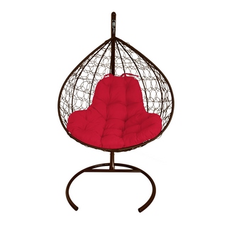 Подвесное кресло Кокон XL иск.ротанг (коричневый-красный)