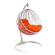 Подвесное кресло Кокон Круглое иск.ротанг (белый-оранжевый)