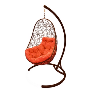 Подвесное кресло Кокон Овал иск.ротанг (коричневый-оранжевый)