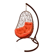 Подвесное кресло Кокон Овал иск.ротанг (коричневый-оранжевый)