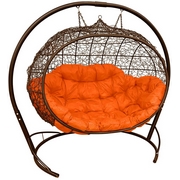 Подвесное кресло Улей иск.ротанг (коричневый-оранжевый)