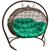 Подвесное кресло Улей иск.ротанг (коричневый-зелёный)