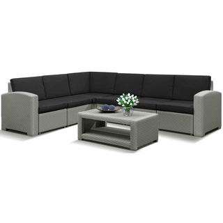 Комплект мебели с имит.иск.ротанга Grand 5 (светло-серый, тёмно-серый)