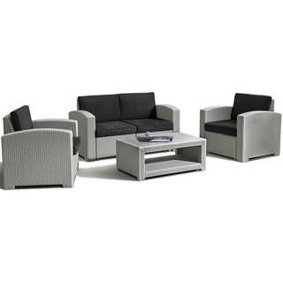 Комплект мебели с имит.иск.ротанга Lux 4 (светло-серый, тёмно-серый)