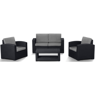 Комплект мебели с имит.иск.ротанга Lux 4 (тёмно-серый, светло-серый)