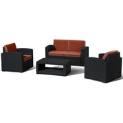 Комплект мебели с имит.иск.ротанга Lux 4 (тёмно-серый, терракотовый)