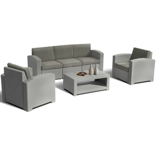Комплект мебели с имит.иск.ротанга Lux 5 (светло-серый, серо-бежевый)