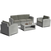 Комплект мебели с имит.иск.ротанга Lux 5 (светло-серый, серо-бежевый)