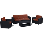 Комплект мебели с имит.иск.ротанга Lux 5 (тёмно-серый, терракотовый)