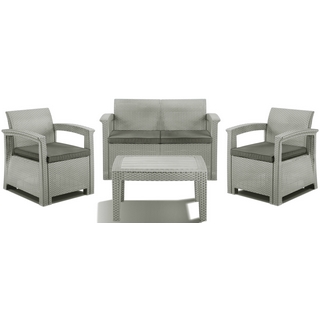 Комплект мебели с имит.иск.ротанга Soft 4 (светло-серый, серо-бежевый)